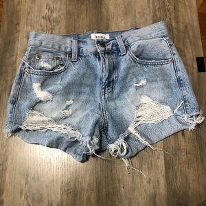 Pistola Distressed Ripped Midrise Light Wash Jean Shorts Sz 24